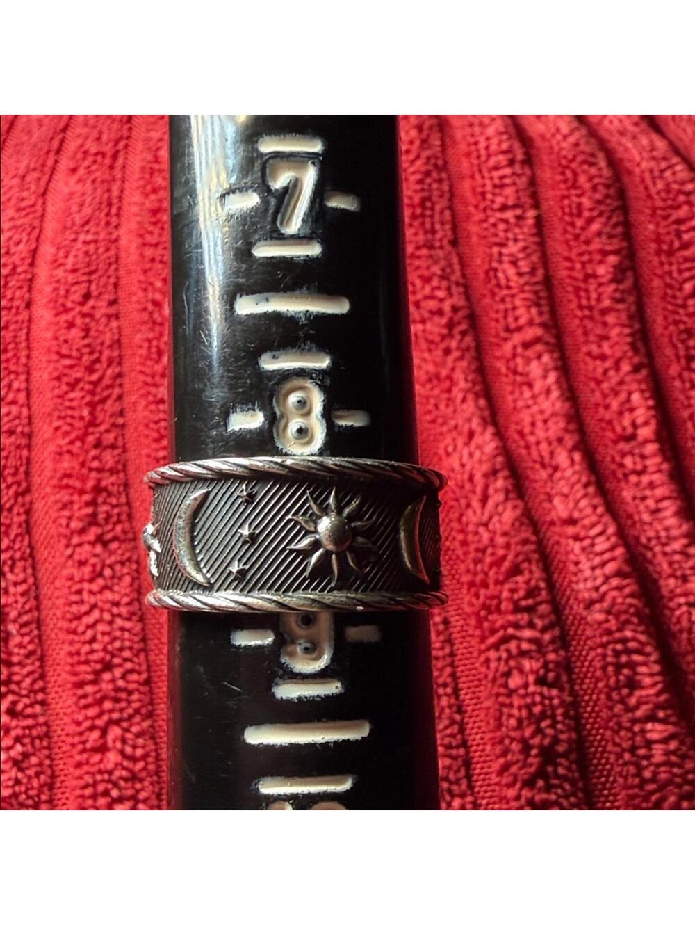 ATI Mexico 925 Sterling Silver Celestial Ring Sun Moon Star Band 5g - Picture 2 of 7